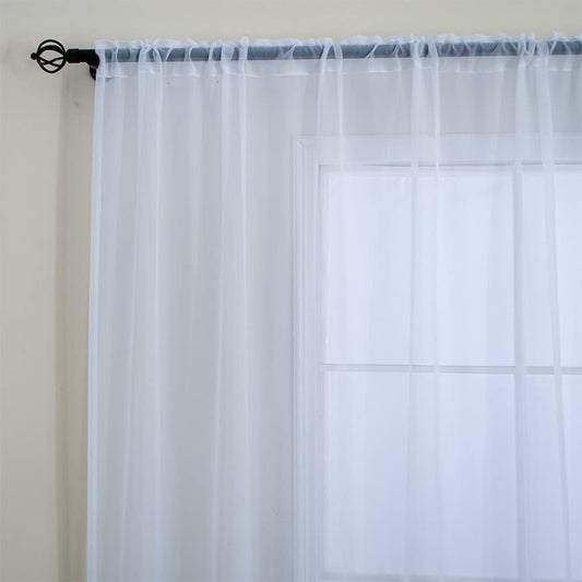 9ft Extra Long Sheer Curtains for Living Room, Patio & Sliding Doors - Rod Pocket Room Divider, White Tulle Backdrop Curtain Drapes 100 W x 108' L