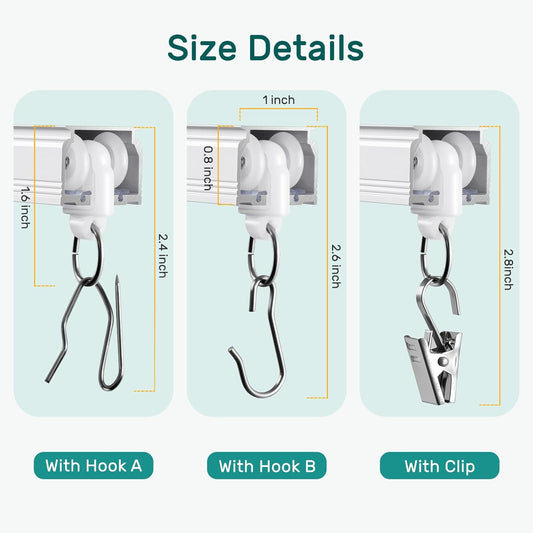 Ceiling Curtain Track Heavy Duty Tracks Ceiling/Wall Mount Sliding Room Divider Silent Rail with 3 Types of Hooks for Living Room, Bedroom, White 9 ft to 12 ft