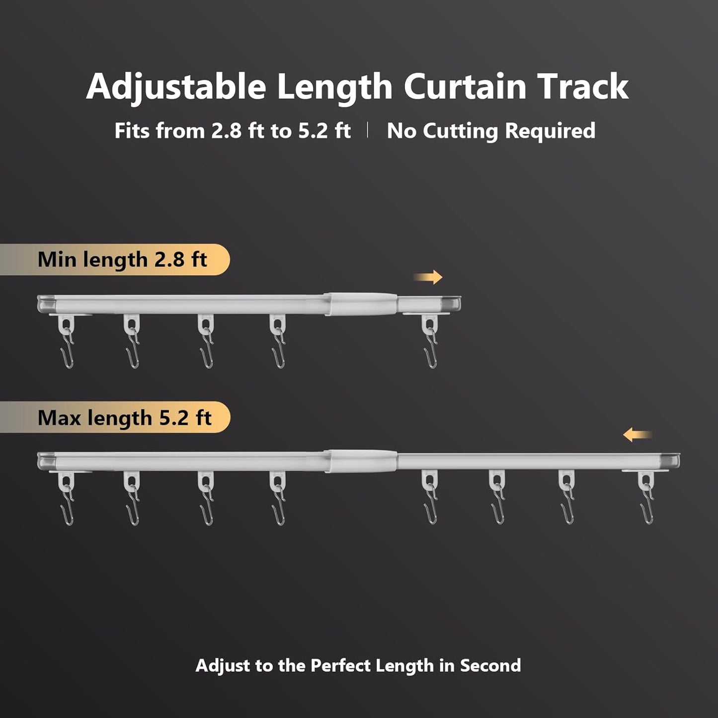 Ceiling Curtain Track,Retractable Ceiling Track for Curtains,2.8-5.2ft,Room Divider Curtain Rod,Ceiling Rails Set with Silent Rollers and Hooks for Living room/Bedroom/Shower/RV