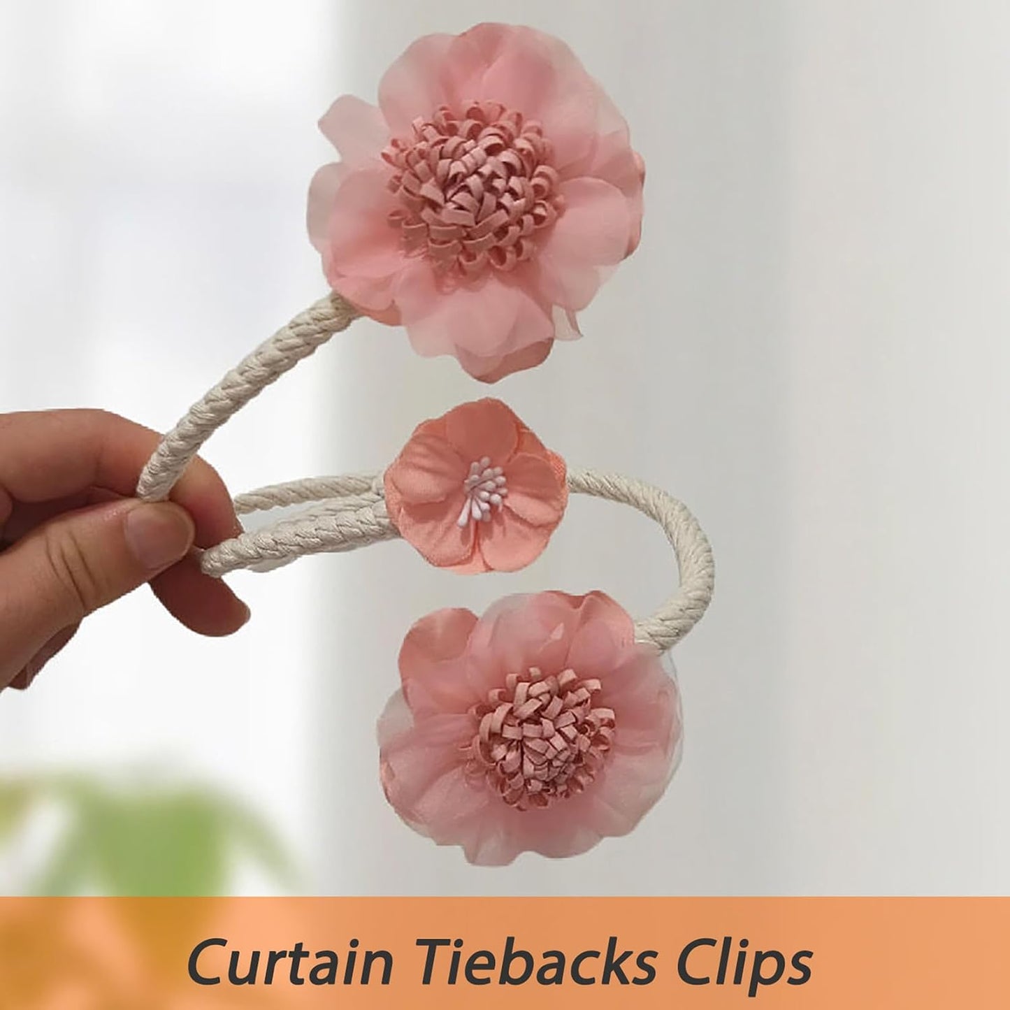Pink Artificial Flower Curtain Tiebacks Pack of 2