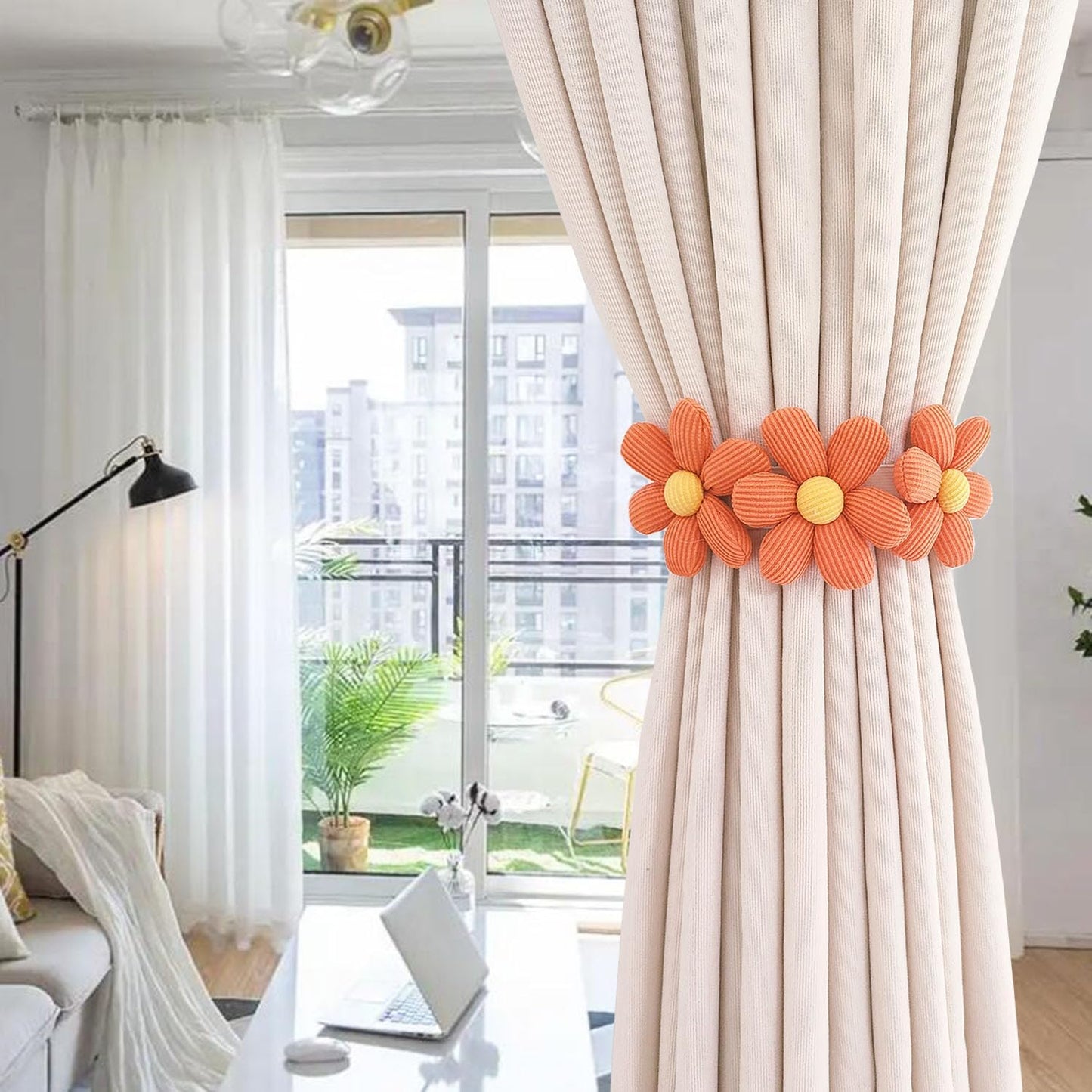 Orange Cute Flower Curtain Tiebacks Pack of 2