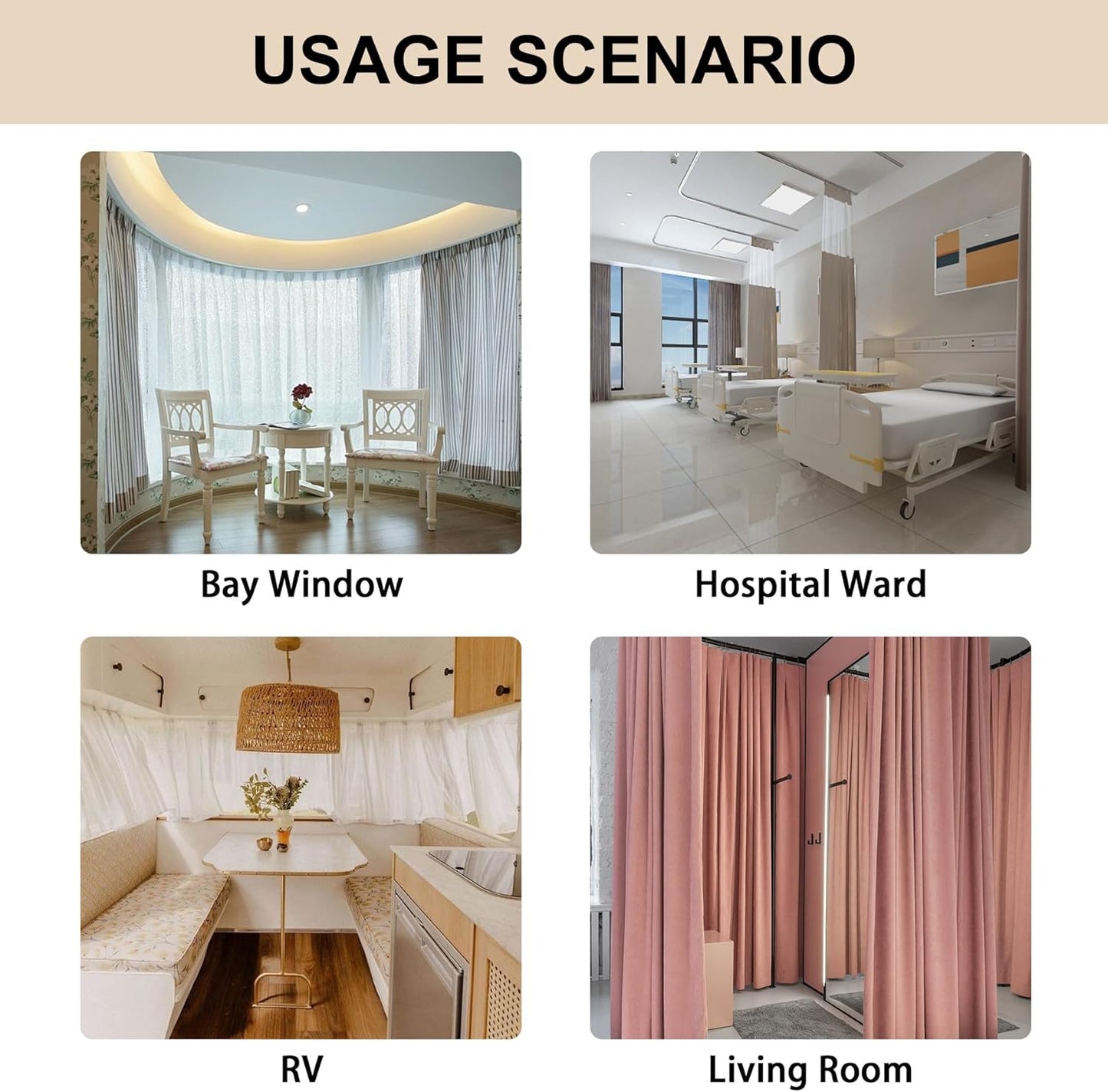 9.8 ft Ceiling Mounted Curtain Track Kit, Flexible Room Divider Rail for RV, Bathroom and Hospital