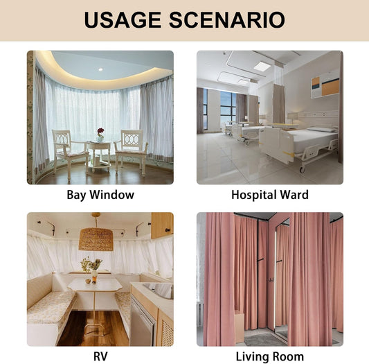 9.8 ft Ceiling Mounted Curtain Track Kit, Flexible Room Divider Rail for RV, Bathroom and Hospital