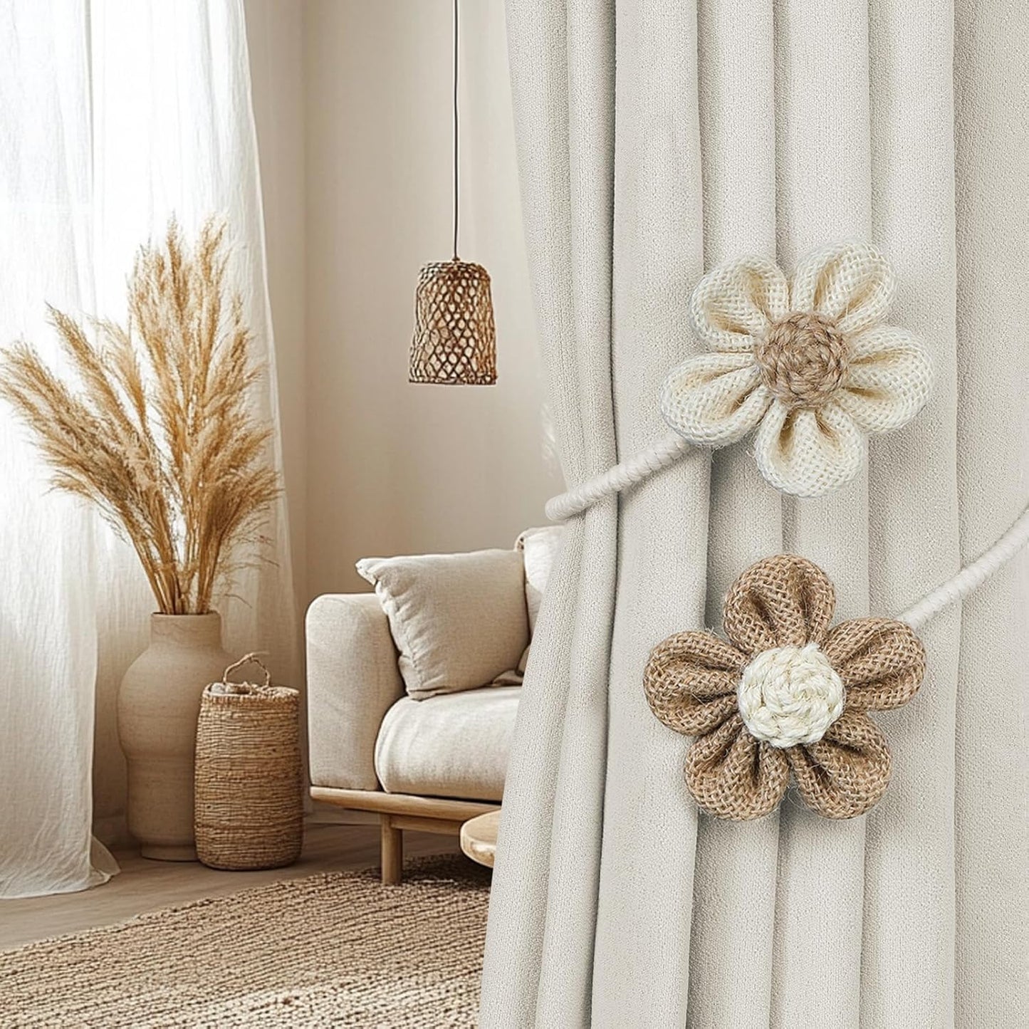 Boho Twist Flower Curtain Tiebacks Pack of 2