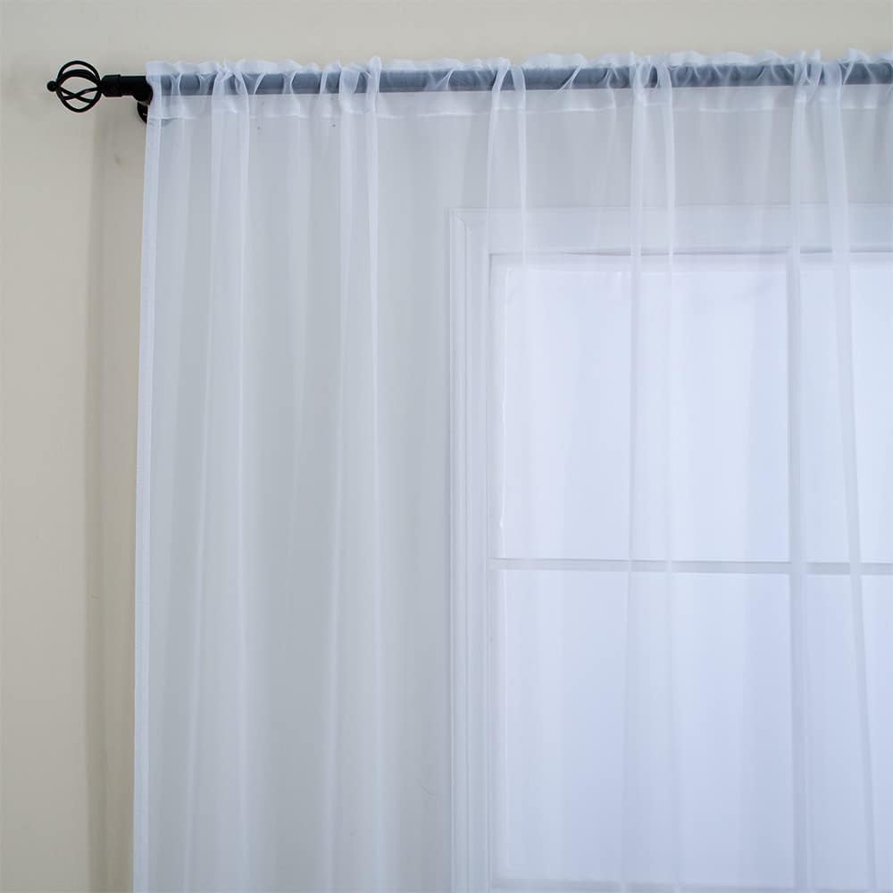 9ft Extra Long Sheer Curtains for Living Room, Patio & Sliding Doors - Rod Pocket Room Divider, White Tulle Backdrop Curtain Drapes 100 W x 108' L