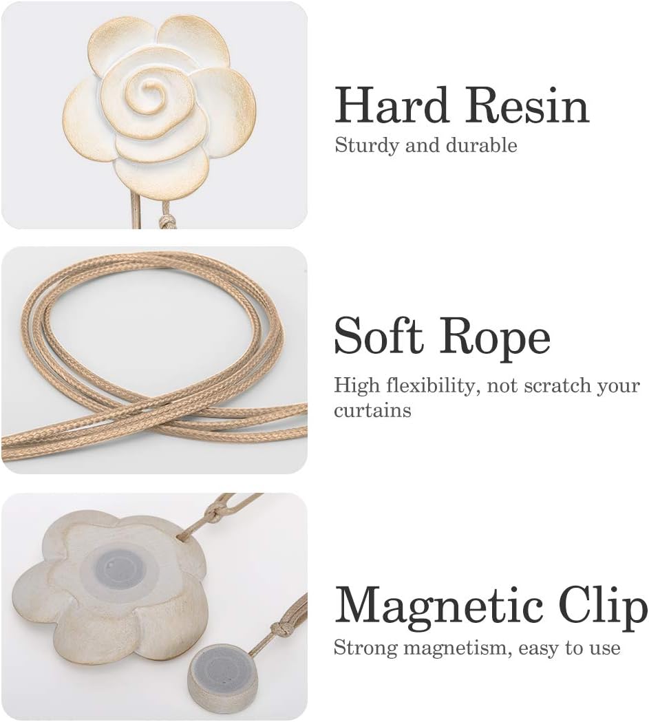 Beige Resin Flower Magnetic Tiebacks Pack of 2
