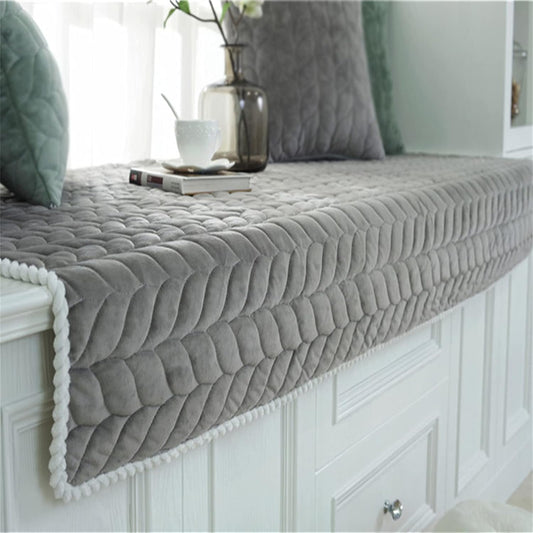 Thick Plush Bay Window Mat Non-Slip Crystal Velvet Bay Window Cushion Pad, 70 x 150cm Modern Windowsill Bench Seat Cushion for Indoor Tatami Sofa Decor Home Bedroom Living Room