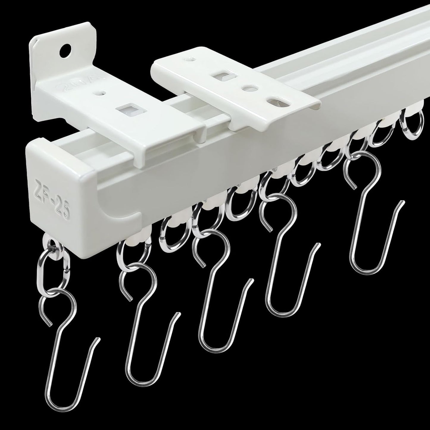 Curtain Tracks Ceiling Wall Mounted Room Divider Curtain Rods Track Ceiling Curtain Track or Wall 6 FT with Hooks Curtain Tracks White Suitable for Living Room Bedroom Bathroom