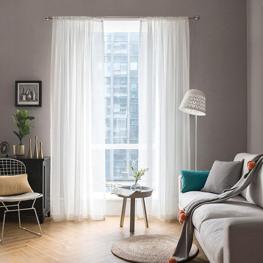 2 Panels Solid Color White Sheer Window Curtains Elegant Window Voile Panels/Drapes/Treatment for Bedroom Living Room (54 X 84 Inches White)