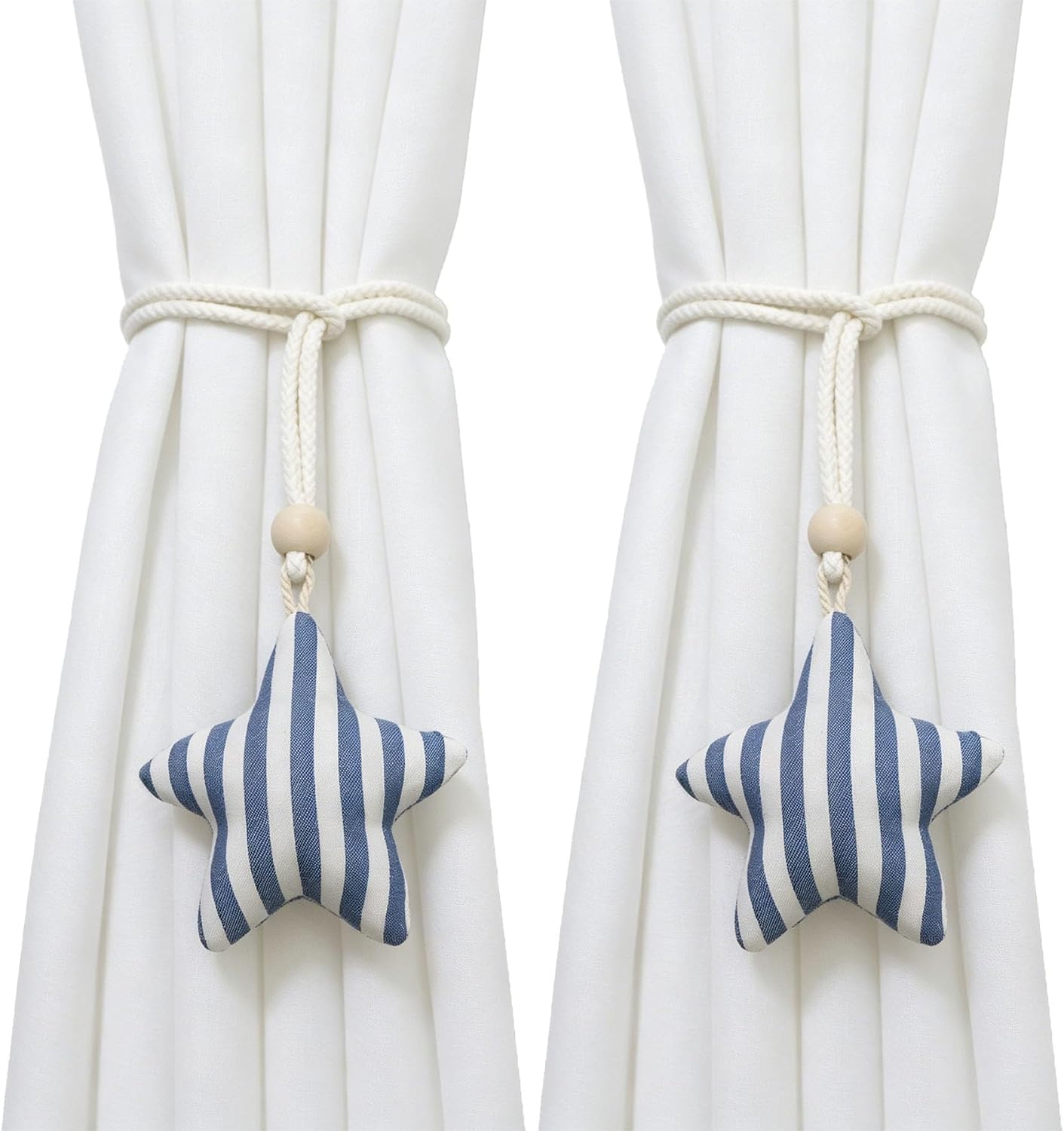 Star Crochet Striped Curtain Tiebacks Pack of 2
