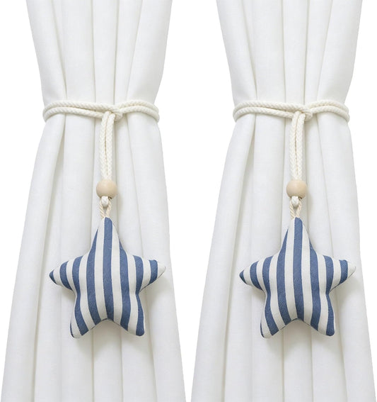 Star Crochet Striped Curtain Tiebacks Pack of 2