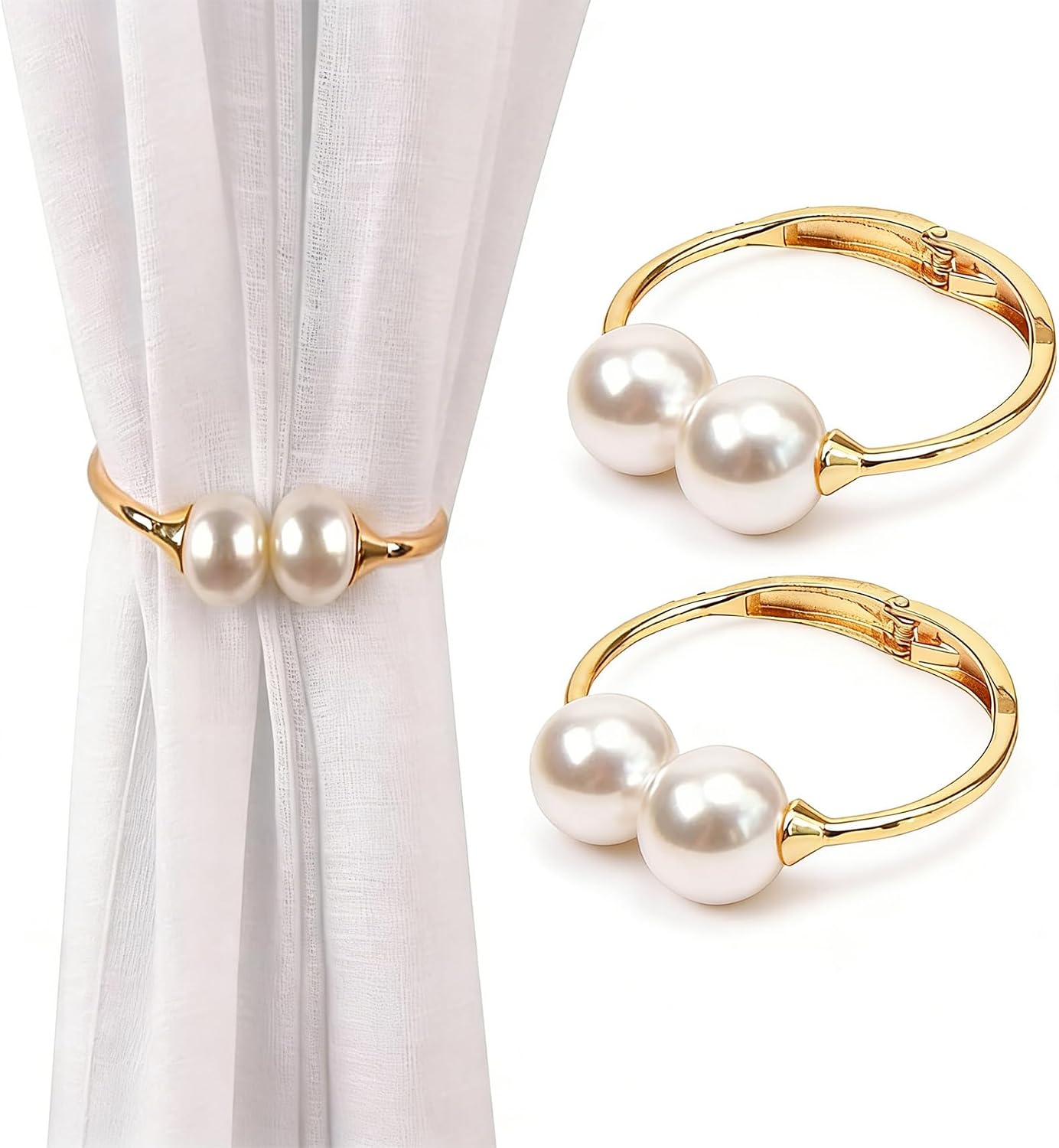 Gold Pearl Bracelet Curtain Tiebacks Pack of 2