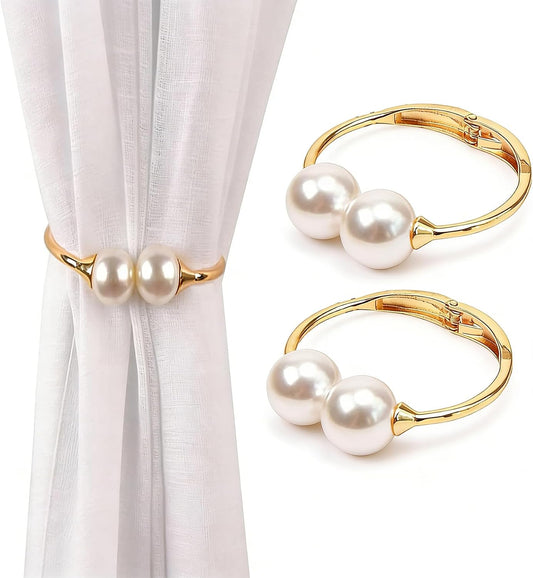 Gold Pearl Bracelet Curtain Tiebacks Pack of 2