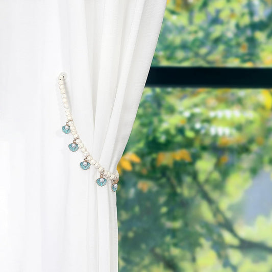 Blue Seashell Beaded Magnetic Tiebacks Pack of 2