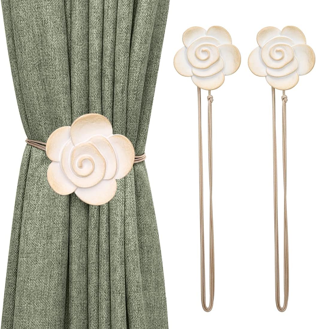Beige Resin Flower Magnetic Tiebacks Pack of 2