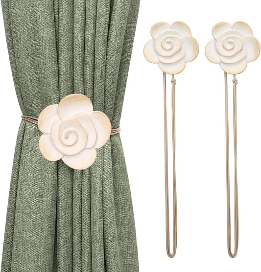 Beige Resin Flower Magnetic Tiebacks Pack of 2