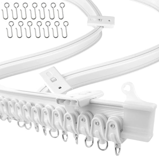 Flexible Bendable Ceiling Curtain Track, 16.4 ft (5 m), Mount for Rail with Curtain Tracks System, Room Divider, Curtains Rod, RV Ceiling Track for Curtains, White