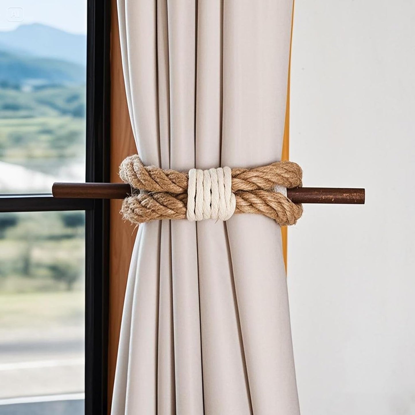 Wood Club Jute Curtain Tiebacks Pack of 2