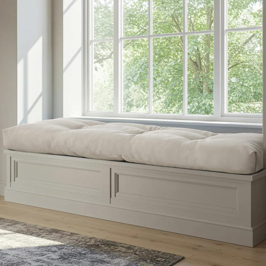 42 Inch Bench Cushions for Indoor Furniture, Super Soft Rectangle Bench seat Cushion Pad with Non-Slip Bottom, Waterproof Bench Pad for Window Porch(Beige, 42x16x4.5 Inch)