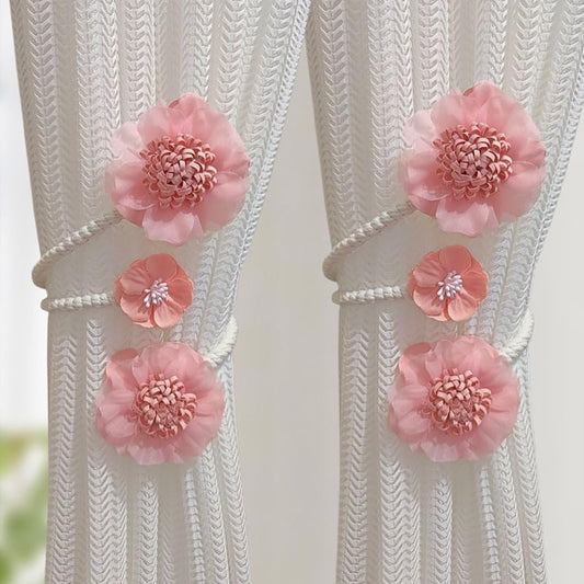 Pink Artificial Flower Curtain Tiebacks Pack of 2
