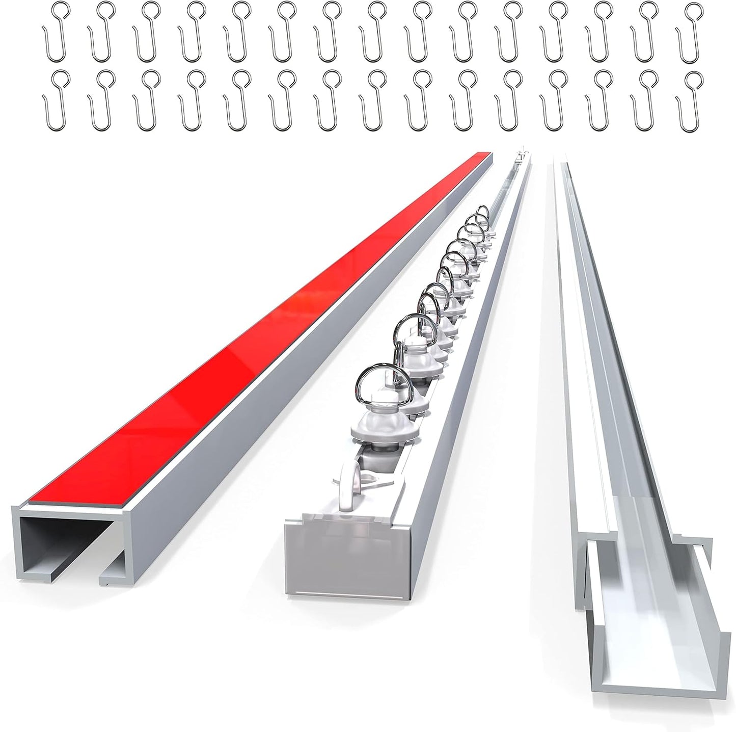 Self Adhesive Curtain Track (3 Meter, 9.8 ft) for Smooth Ceiling or Wall - No Drill, Screws, Ceiling Curtain Track, Curtains Rod, Ceiling Mount, Adhesive Curtains Rod (Non-Flexible)