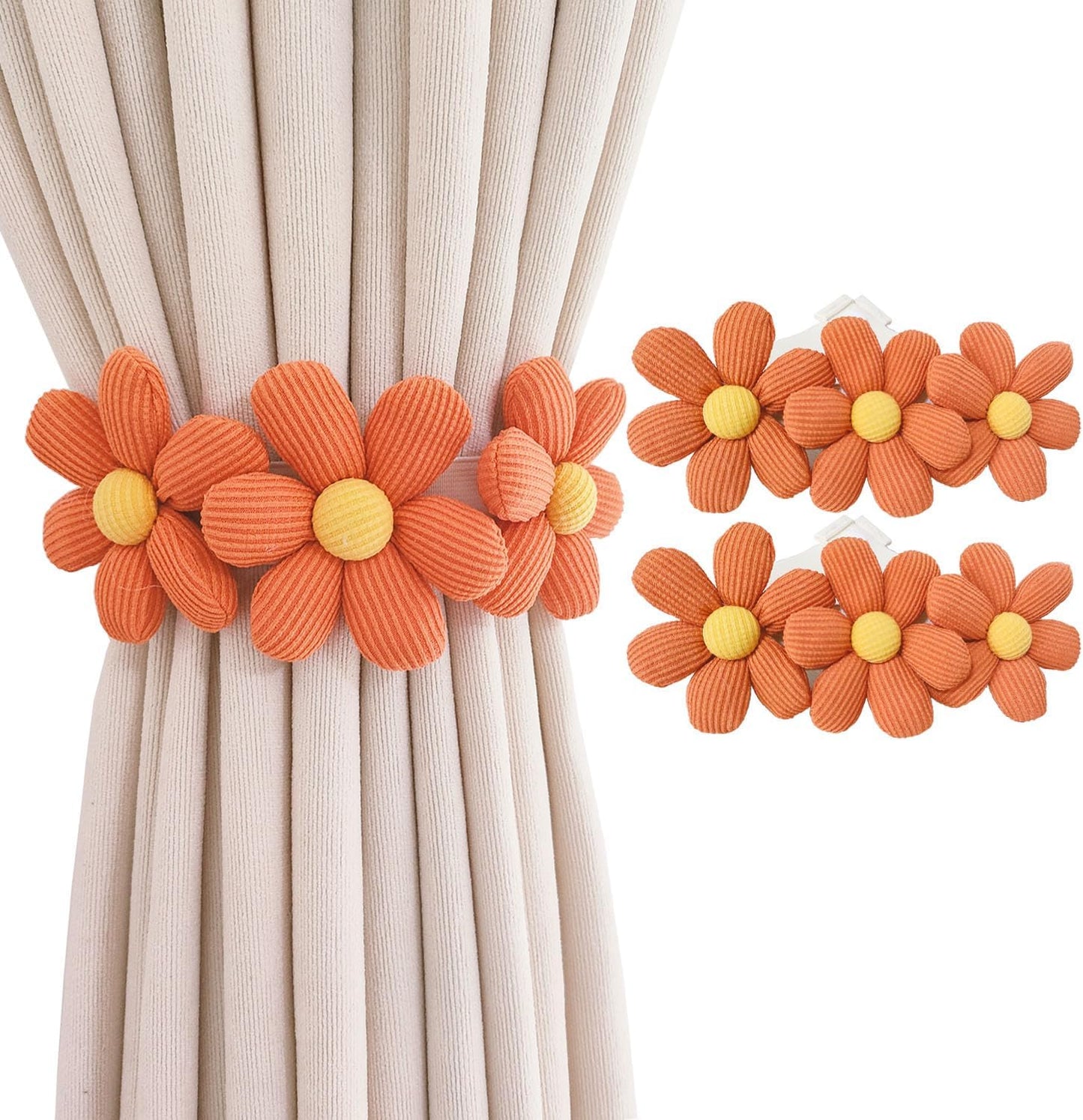 Orange Cute Flower Curtain Tiebacks Pack of 2