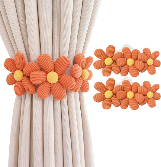 Orange Cute Flower Curtain Tiebacks Pack of 2