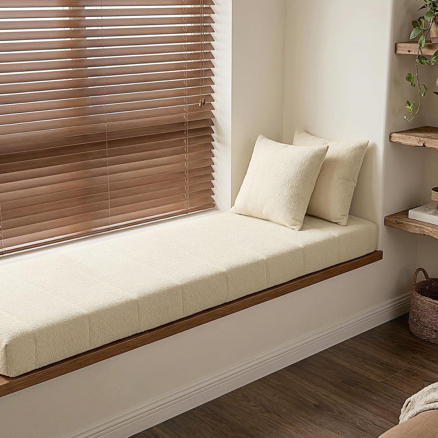 Window Seat Cushions Indoor, Anti-Cat Scratch Custom Bench Cushion, High Resilience Non Slip Bay Window Cushion, Bench Cushions for Indoor Furniture