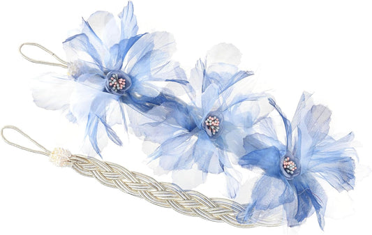 Blue Handmade Flower Curtain Tiebacks Pack of 2