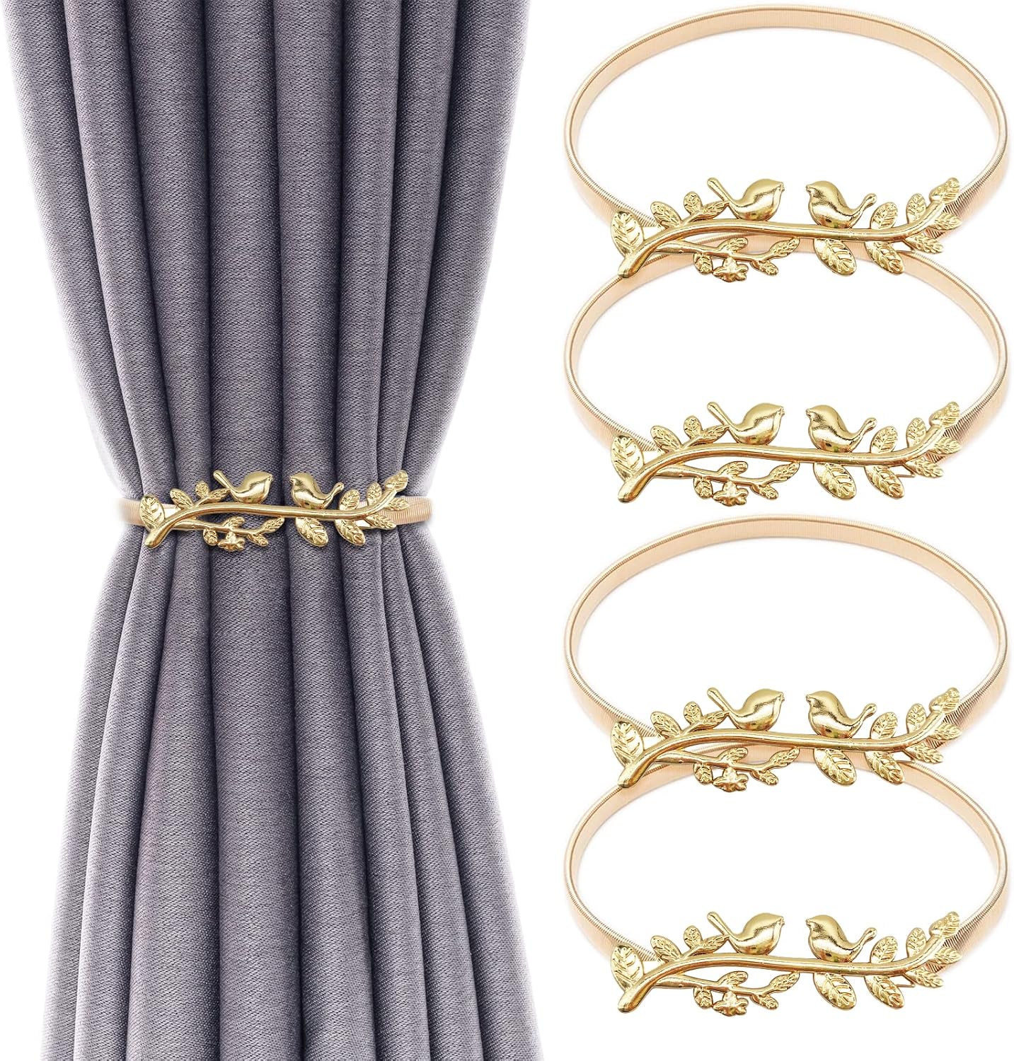 Gold Aluminium Leaf Spring Tiebacks Pack of 4
